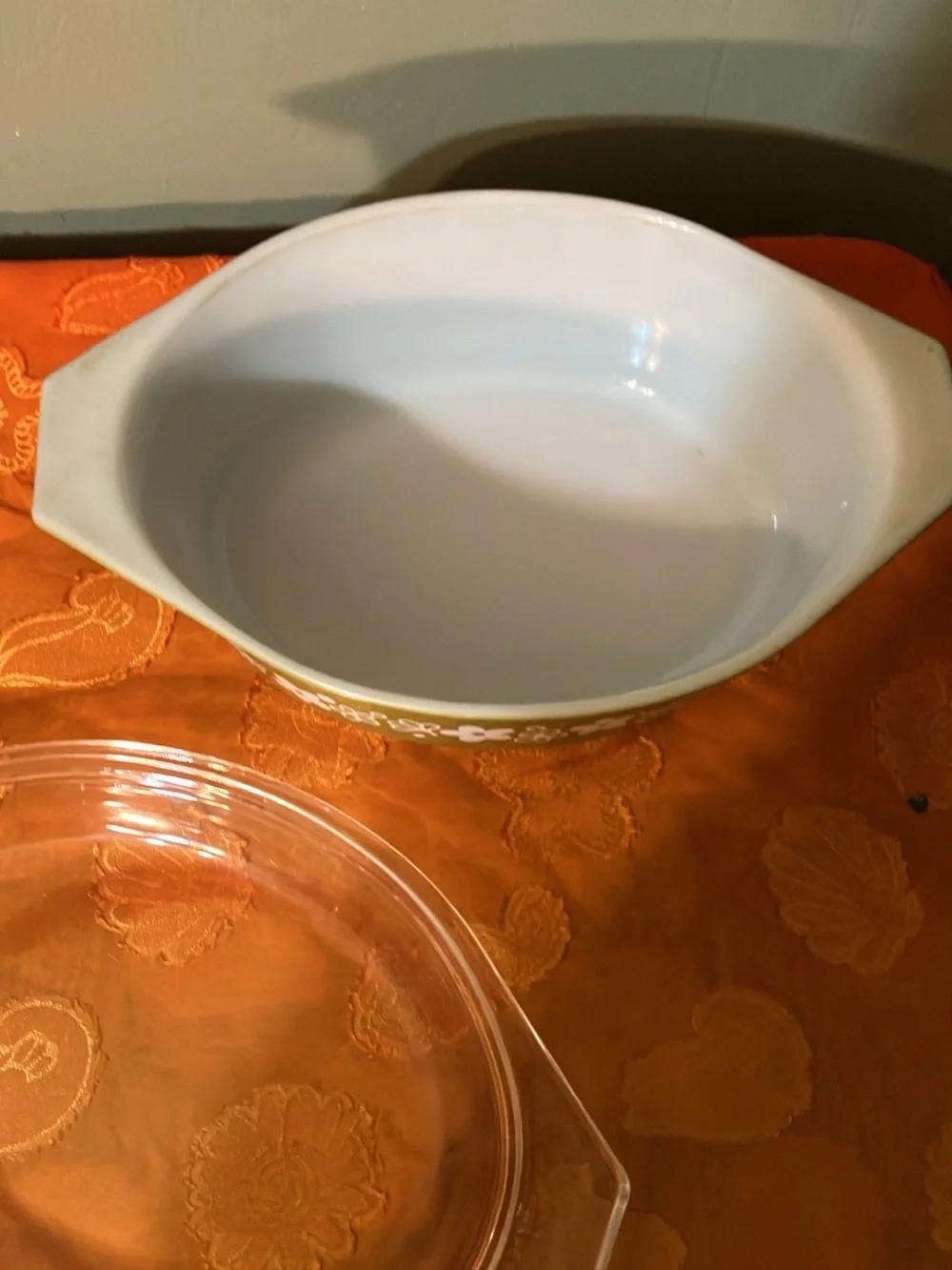 Vintage Pyrex Lidded Baking Dish Spring Blossom Crazy Daisy 1.5 # 043